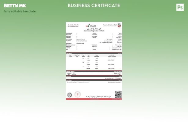 Модерен стил на Обединетите Арапски Емирати за комерцијална регистрација шаблон 